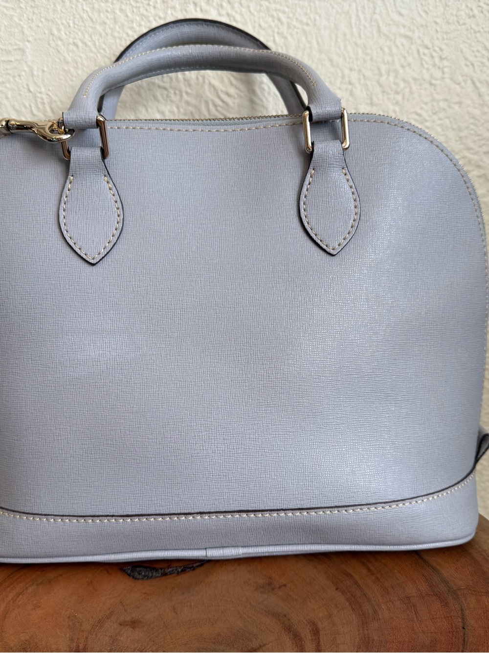 Dooney & Bourke Saffiano Leather Domed Satchel | Dove Gray | Dust Bag Included - Picture 3 of 11